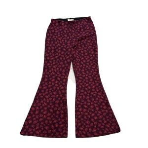 Anthropologie Flare Pants Knit Purple Orange Medium Stretch Hippie Bell Bottom